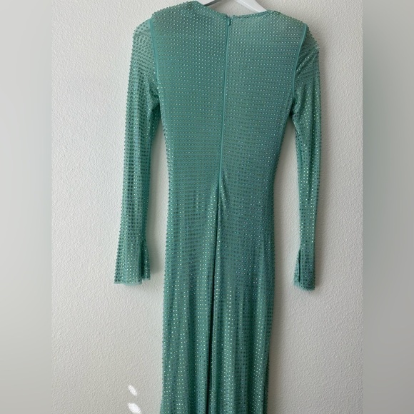 SELF PORTRAIT | pale blue rhinestone midi Longsleeve cut out - Picture 8 of 14